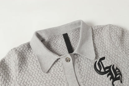 Chrome Hearts Gothic Cross Knit Cardigan - Black Grey Streetwear Jacket 904